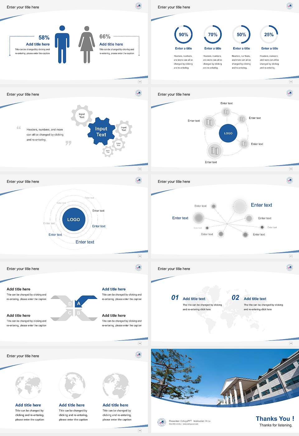 Osan University Course/Courseware Creation PPT Template16:9 ratio PPT effect preview image4