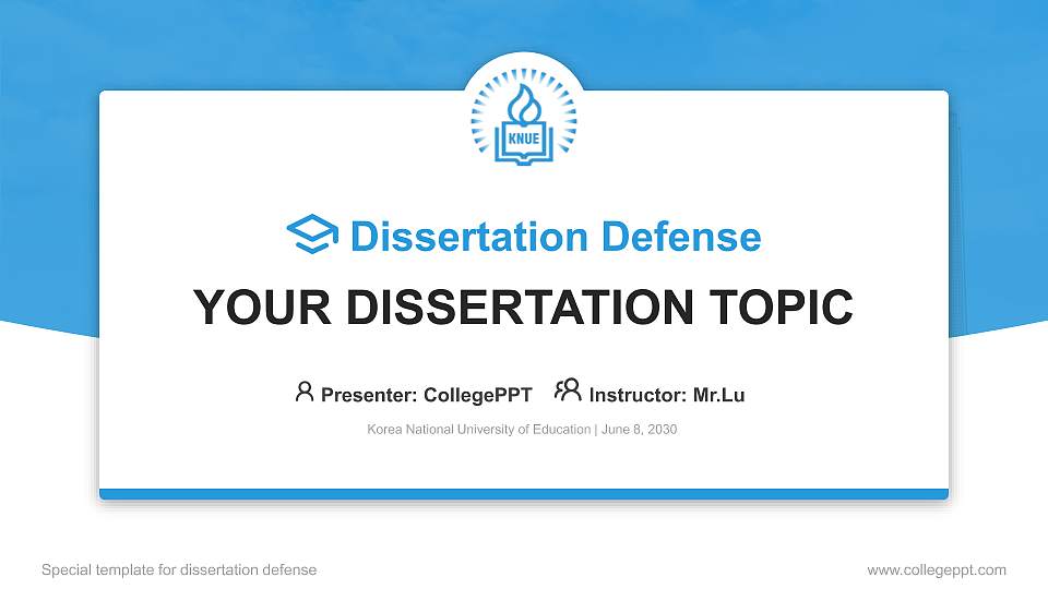 Korea National University of Education Graduation Thesis Defense PPT Template16:9 ratio PPT effect preview image