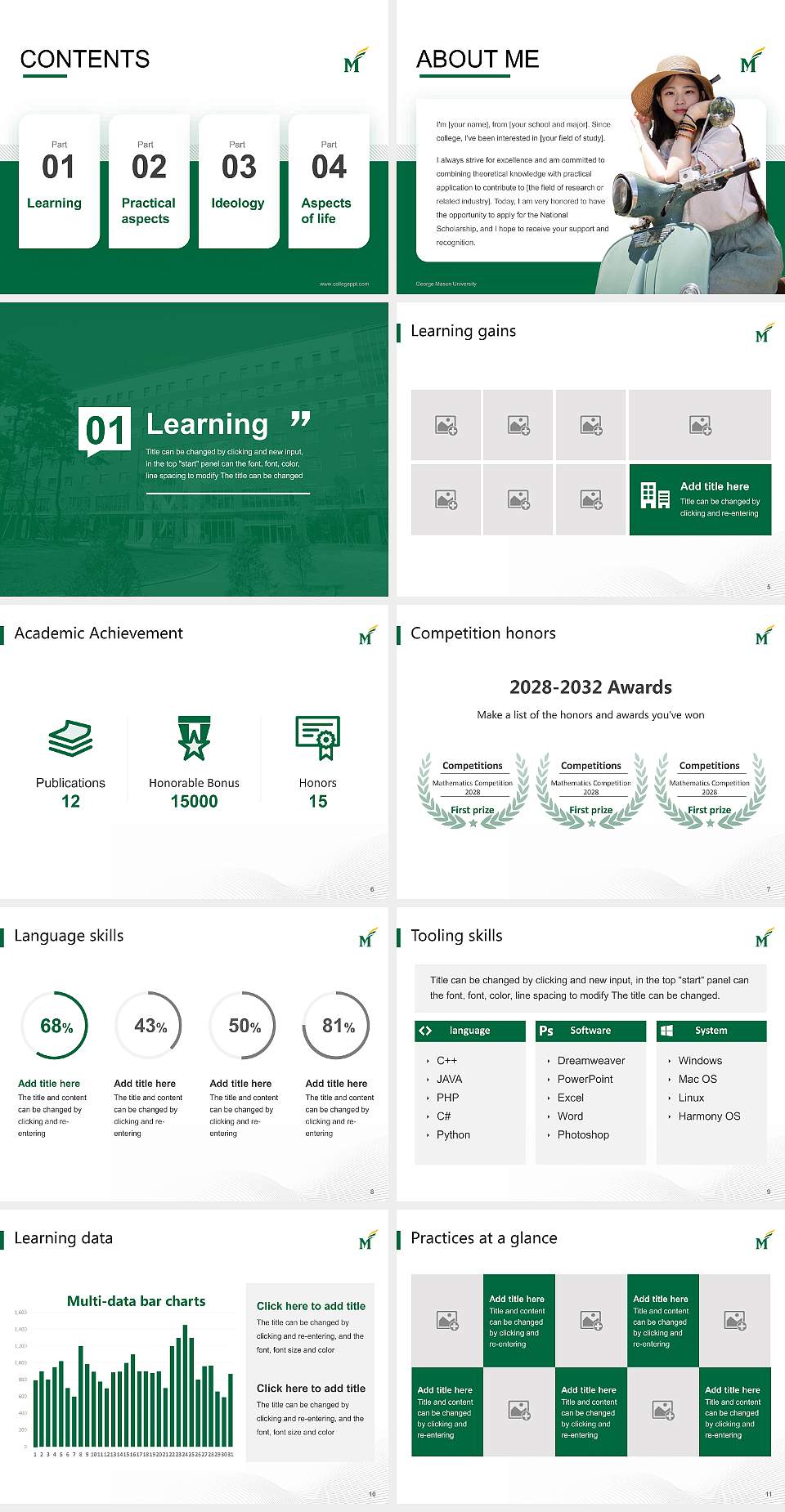 George Mason University National Scholarship Defense PPT Template4:3 ratio PPT effect preview image2