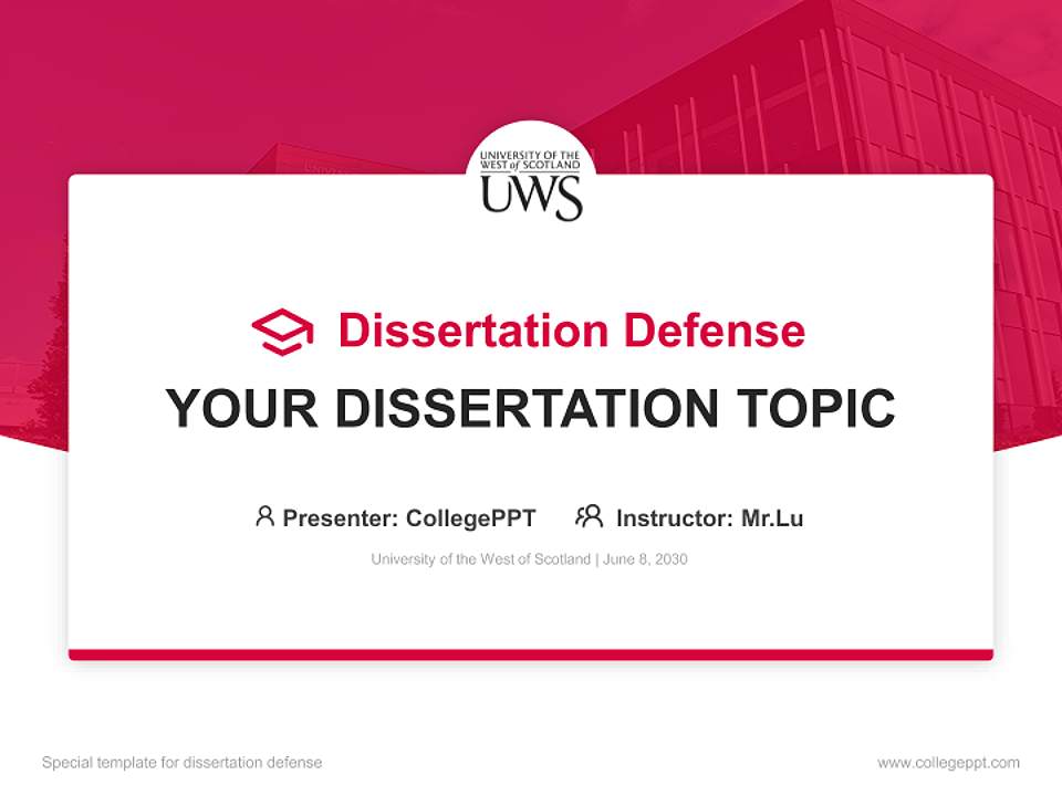 University of the West of Scotland Graduation Thesis Defense PPT Template4:3 ratio PPT effect preview image7