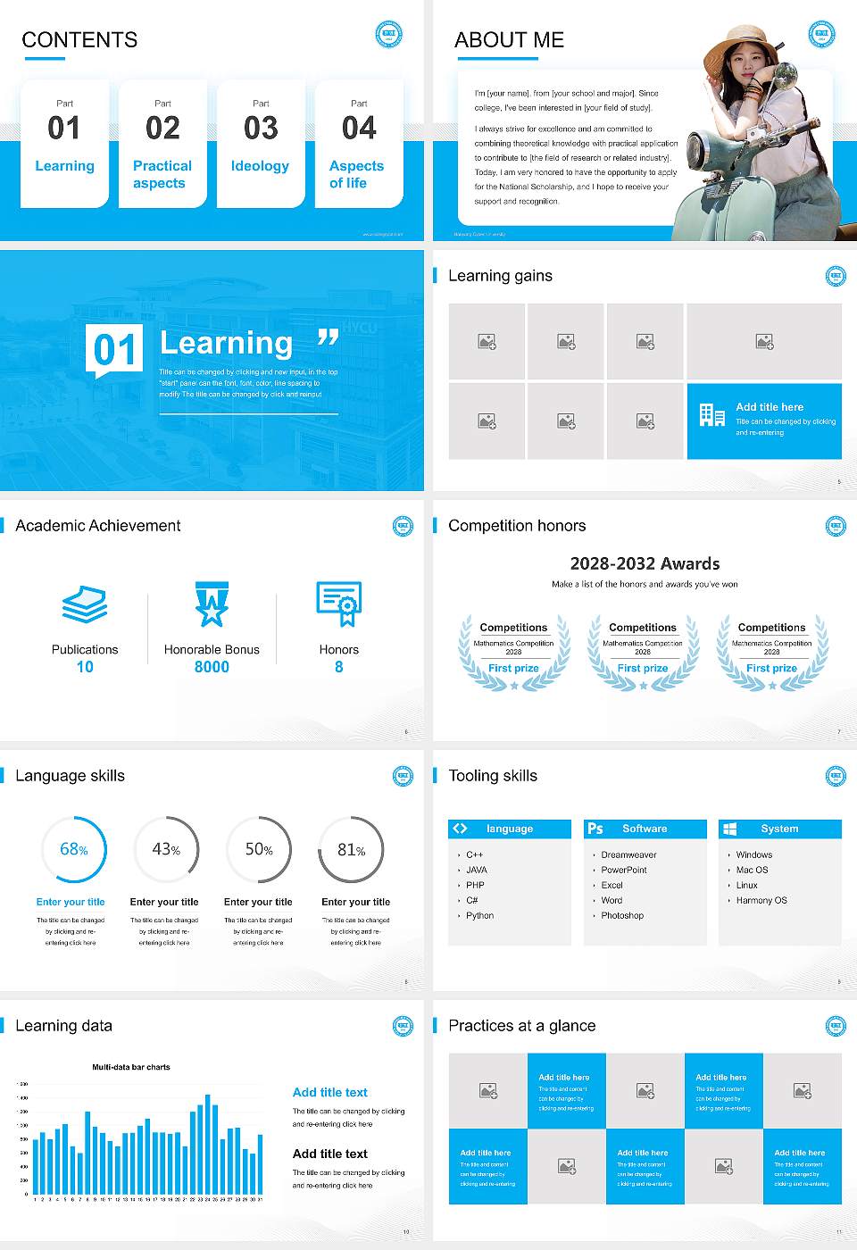 Hanyang Cyber University National Scholarship Defense PPT Template16:9 ratio PPT effect preview image2