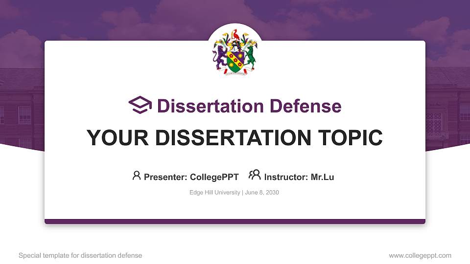 Edge Hill University Graduation Thesis Defense PPT Template16:9 ratio PPT effect preview image