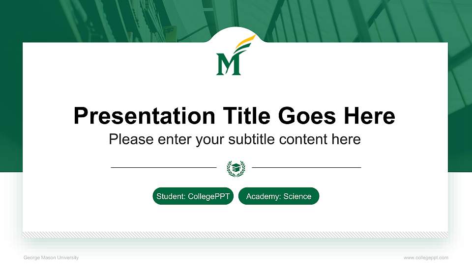 George Mason University National Scholarship Defense PPT Template16:9 ratio PPT effect preview image