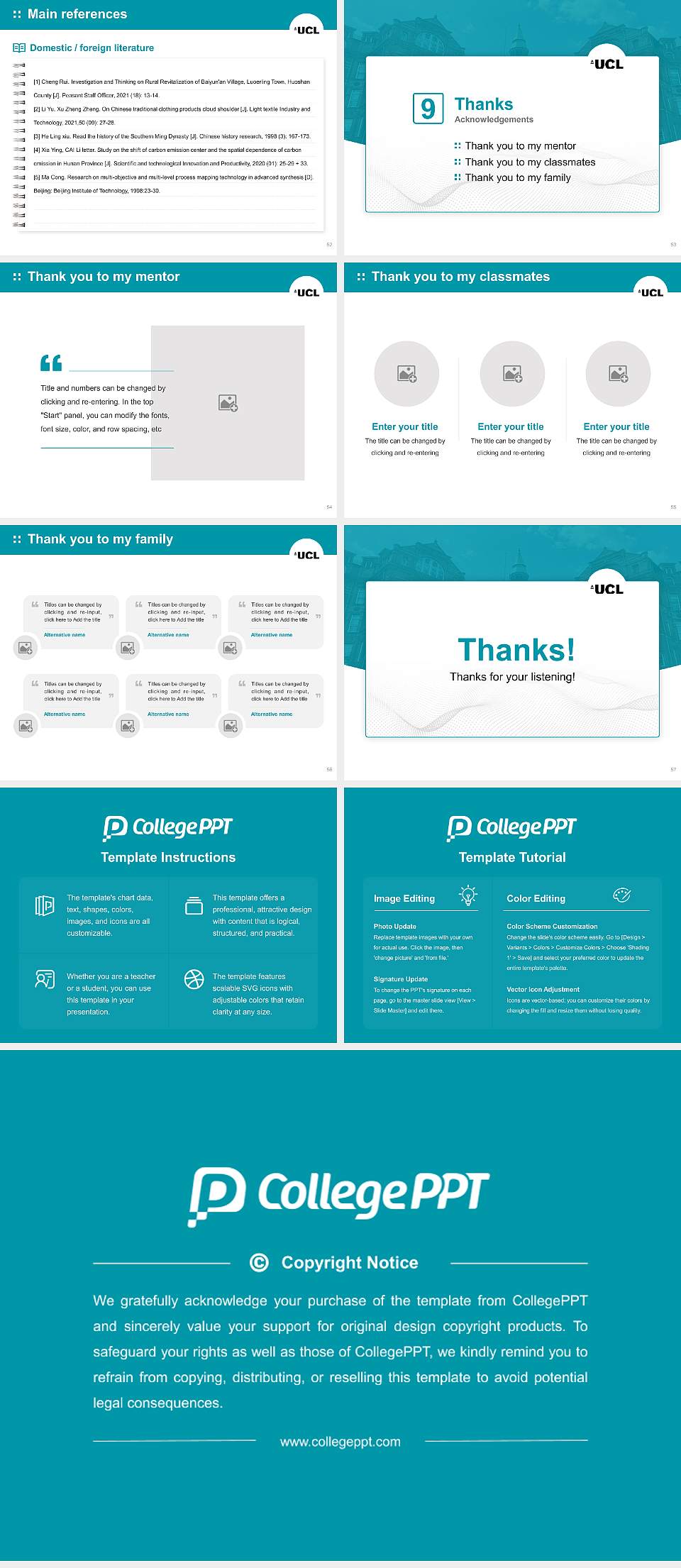 University College London Graduation Thesis Defense PPT Template4:3 ratio PPT effect preview image7