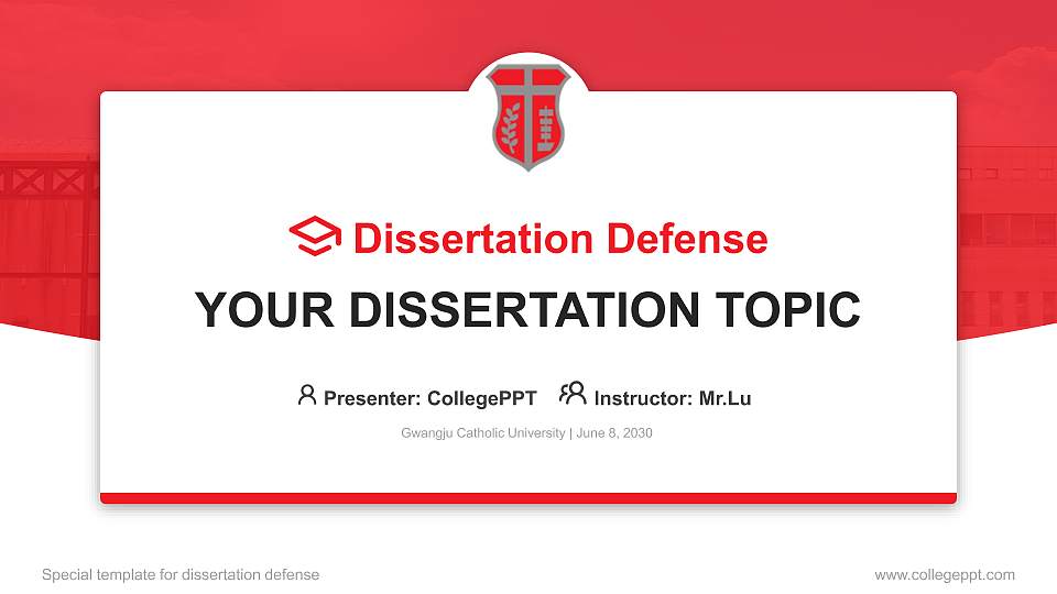 Gwangju Catholic University Graduation Thesis Defense PPT Template16:9 ratio PPT effect preview image