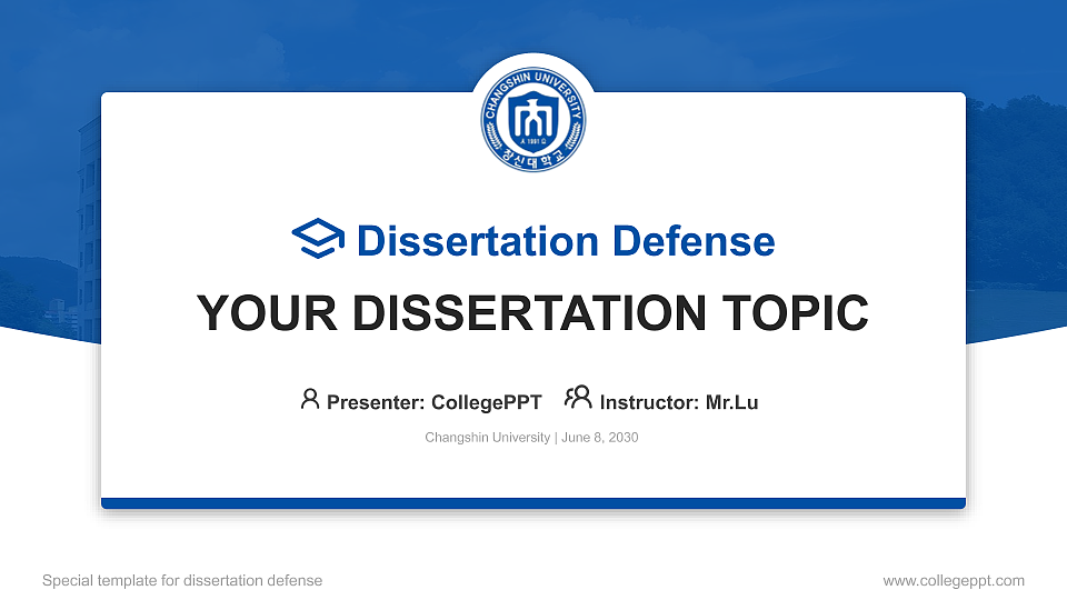 Changshin University Graduation Thesis Defense PPT Template_Slide preview image1