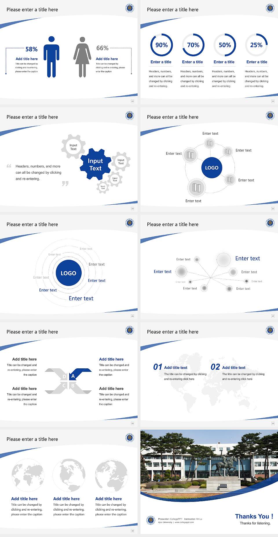 Ajou University Course/Courseware Creation PPT Template4:3 ratio PPT effect preview image4