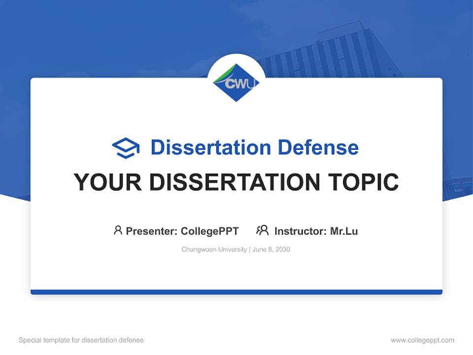 Chungwoon University Graduation Thesis Defense PPT Template4:3 ratio PPT effect preview image7
