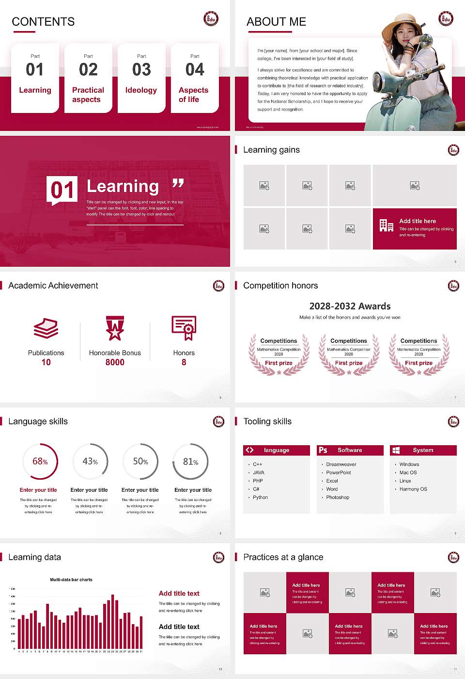 Induk University National Scholarship Defense PPT Template16:9 ratio PPT effect preview image2