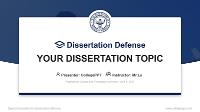 Presbyterian College and Theological Seminary Graduation Thesis Defense PPT Template