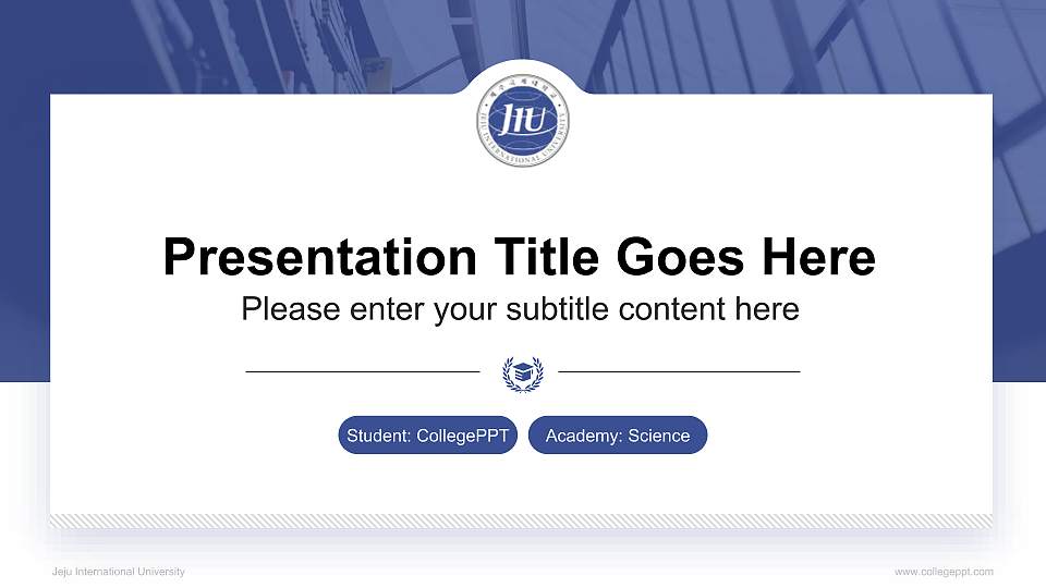 Jeju International University National Scholarship Defense PPT Template16:9 ratio PPT effect preview image