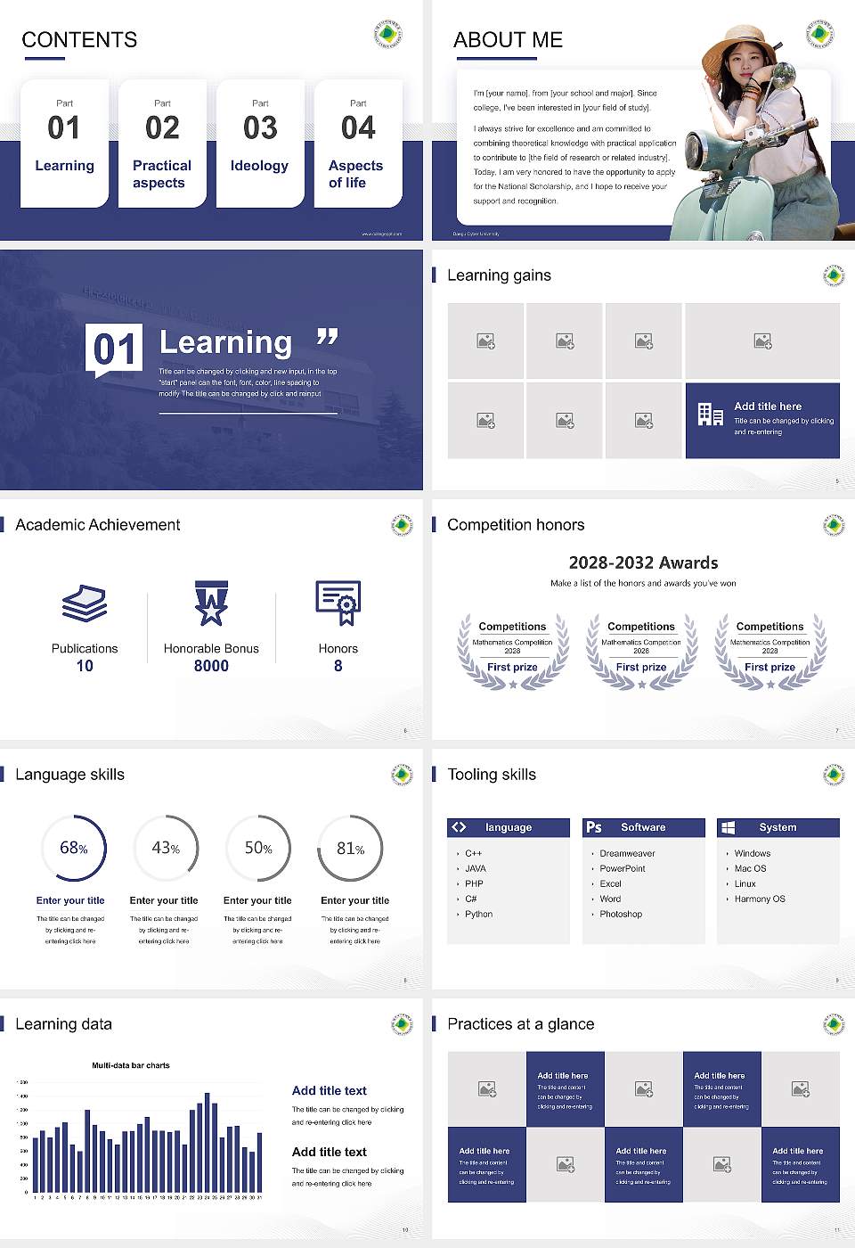 Daegu Cyber University National Scholarship Defense PPT Template16:9 ratio PPT effect preview image2