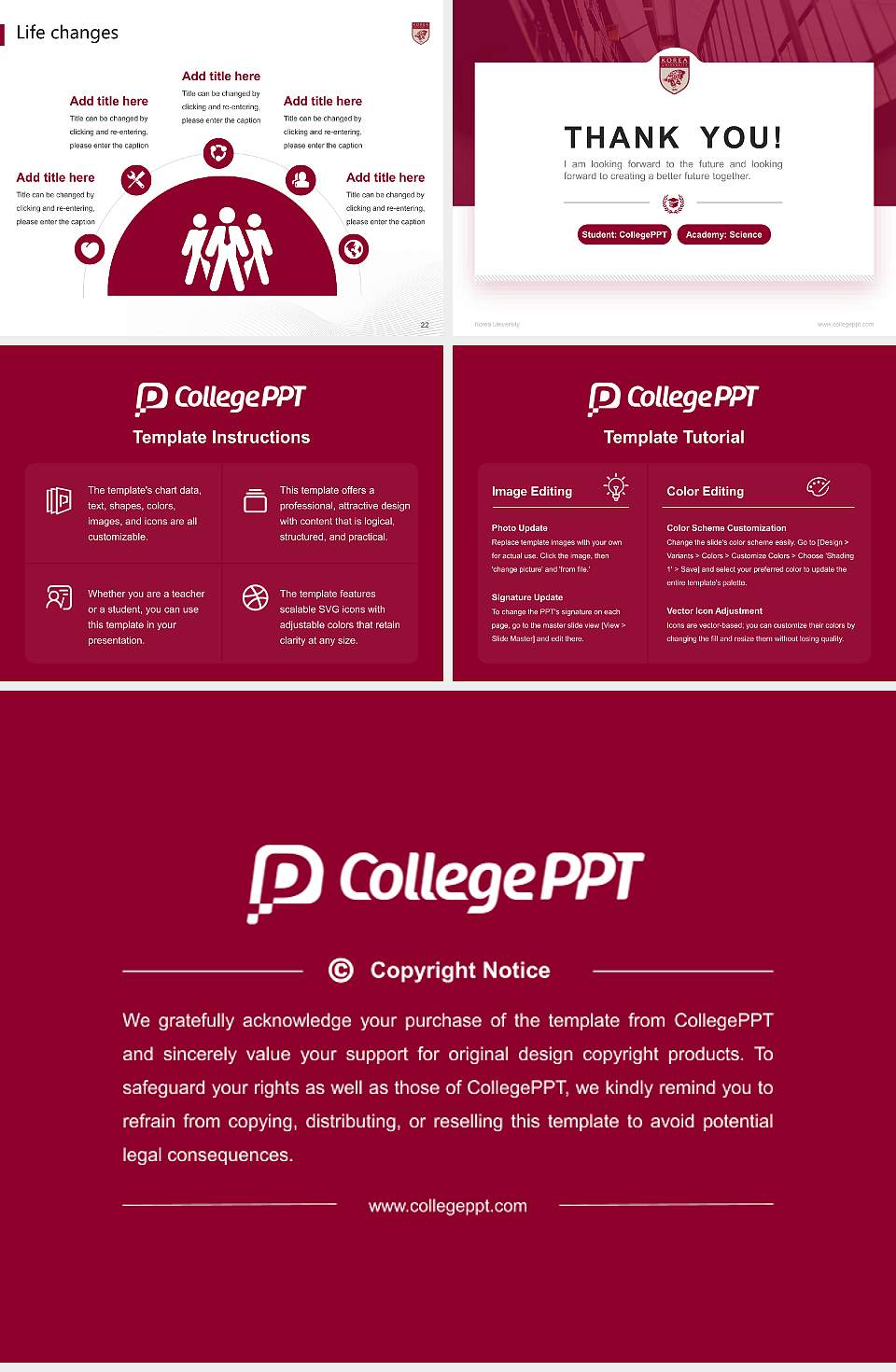 Korea University National Scholarship Defense PPT Template4:3 ratio PPT effect preview image4