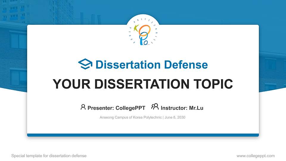 Anseong Campus of Korea Polytechnic Graduation Thesis Defense PPT Template16:9 ratio PPT effect preview image