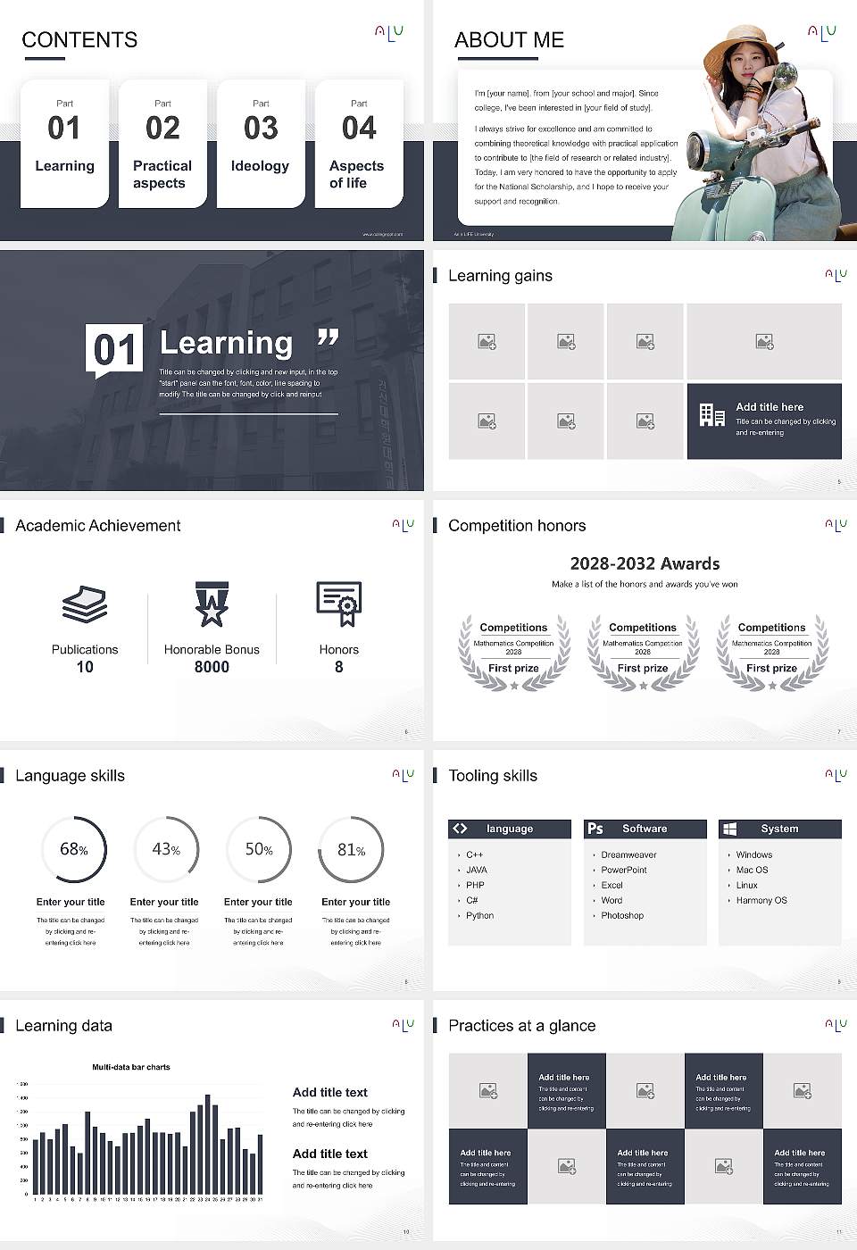 Asia LIFE University National Scholarship Defense PPT Template16:9 ratio PPT effect preview image2