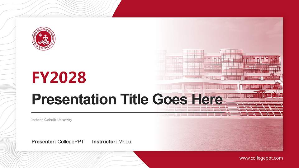 Incheon Catholic University Academic Presentation/Research Findings Report PPT Template16:9 ratio PPT effect preview image