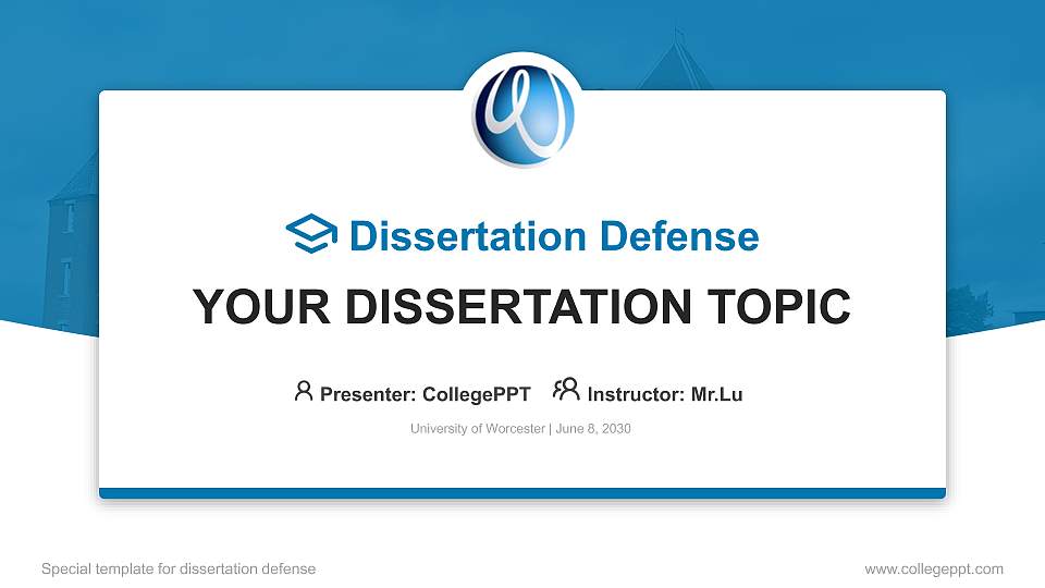 University of Worcester Graduation Thesis Defense PPT Template16:9 ratio PPT effect preview image1
