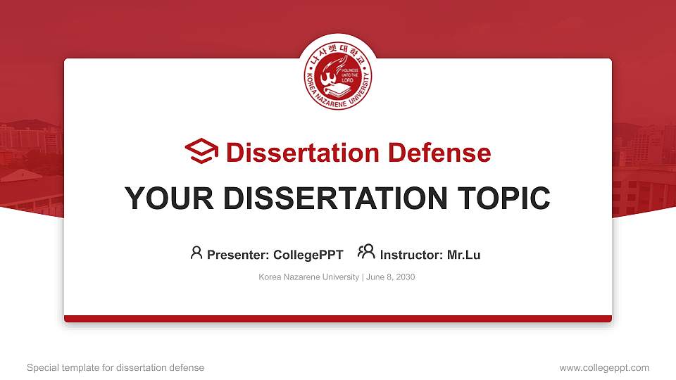 Korea Nazarene University Graduation Thesis Defense PPT Template16:9 ratio PPT effect preview image1
