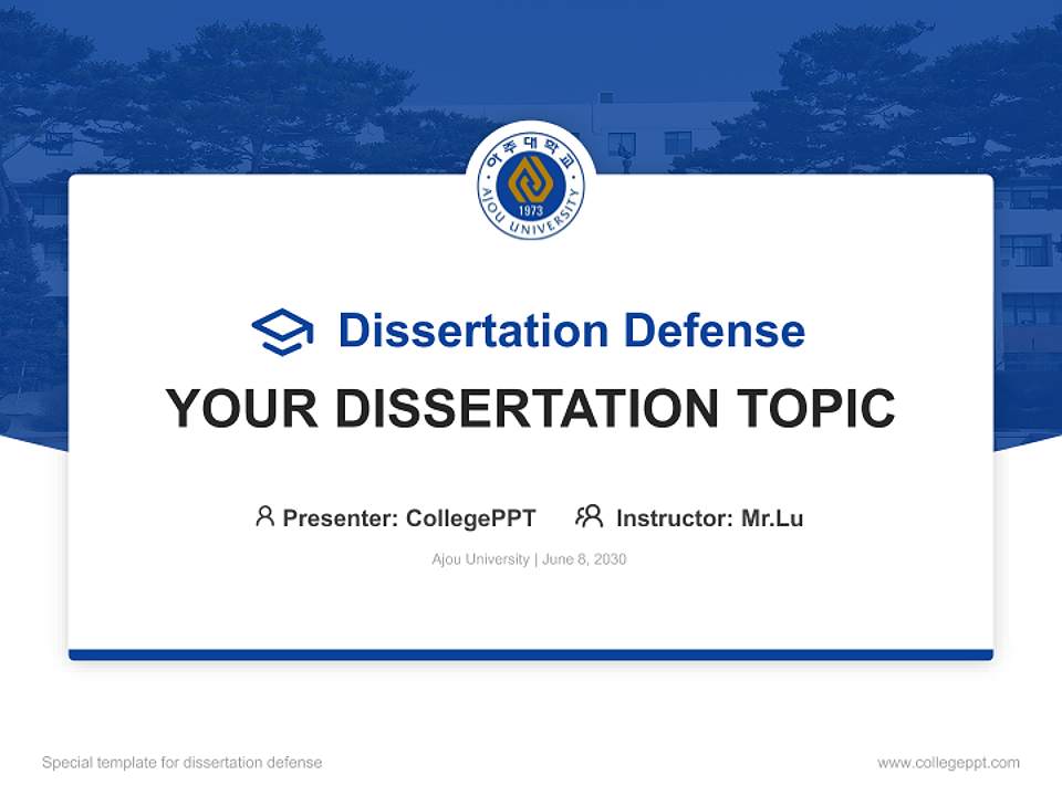 Ajou University Graduation Thesis Defense PPT Template4:3 ratio PPT effect preview image7