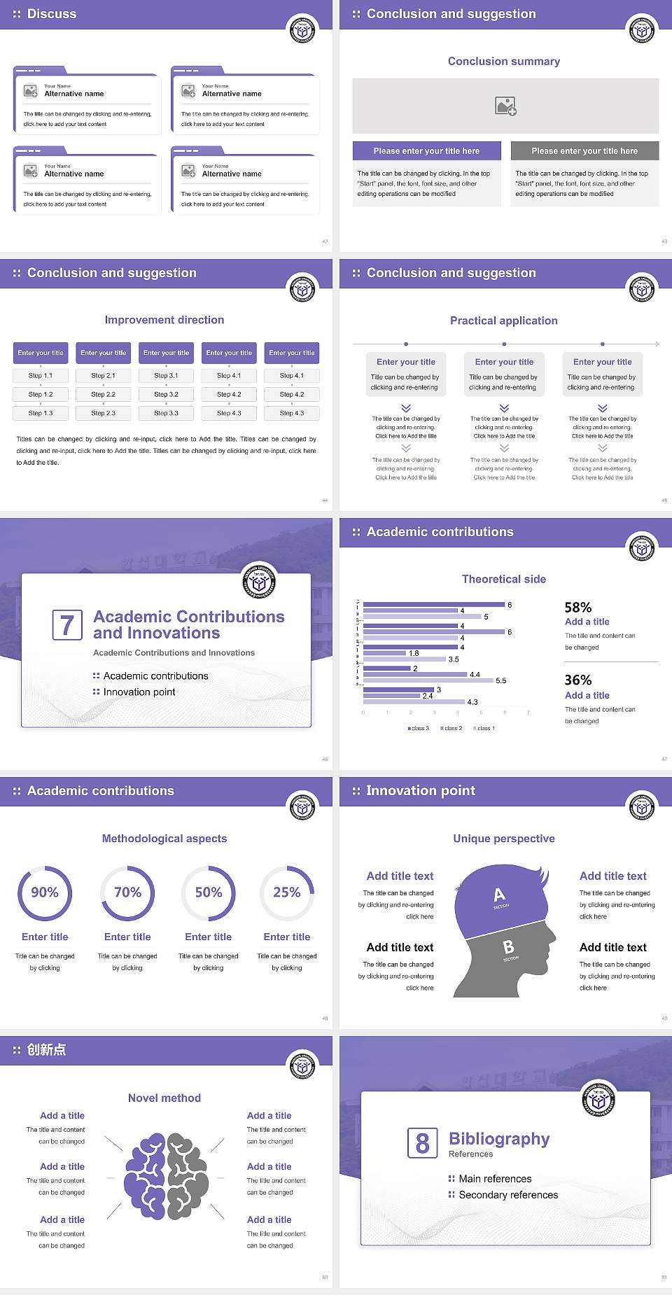 Hanshin University Graduation Thesis Defense PPT Template4:3 ratio PPT effect preview image6