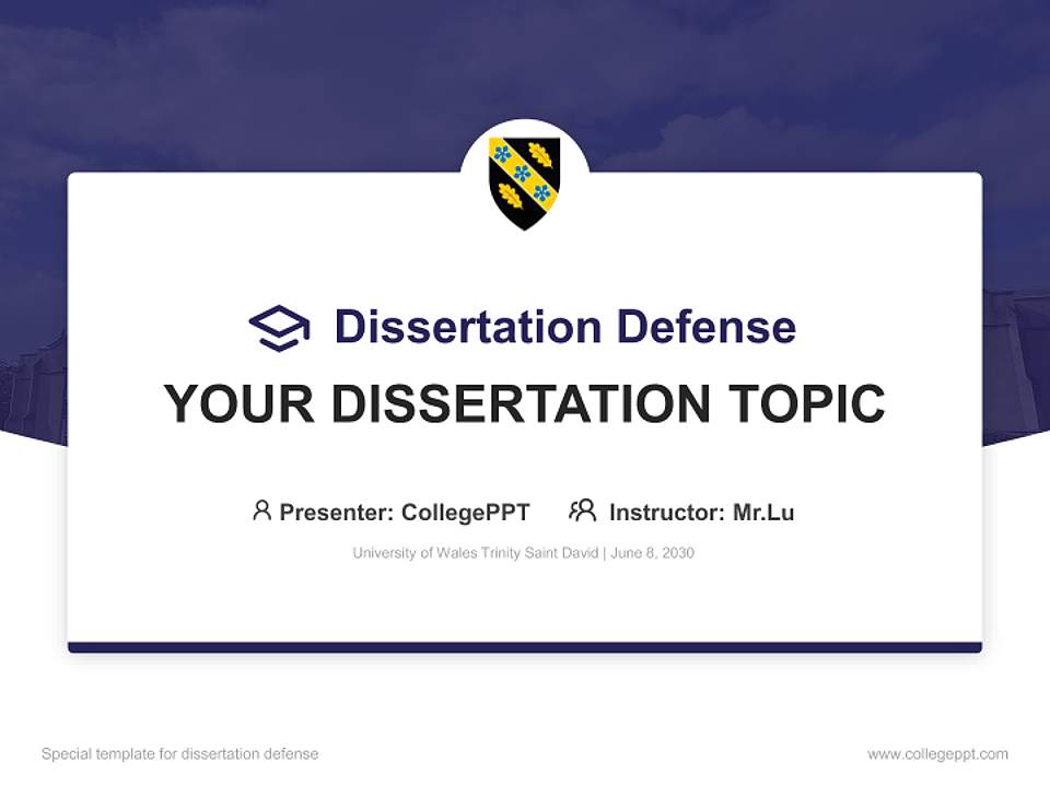 University of Wales Trinity Saint David Graduation Thesis Defense PPT Template4:3 ratio PPT effect preview image7