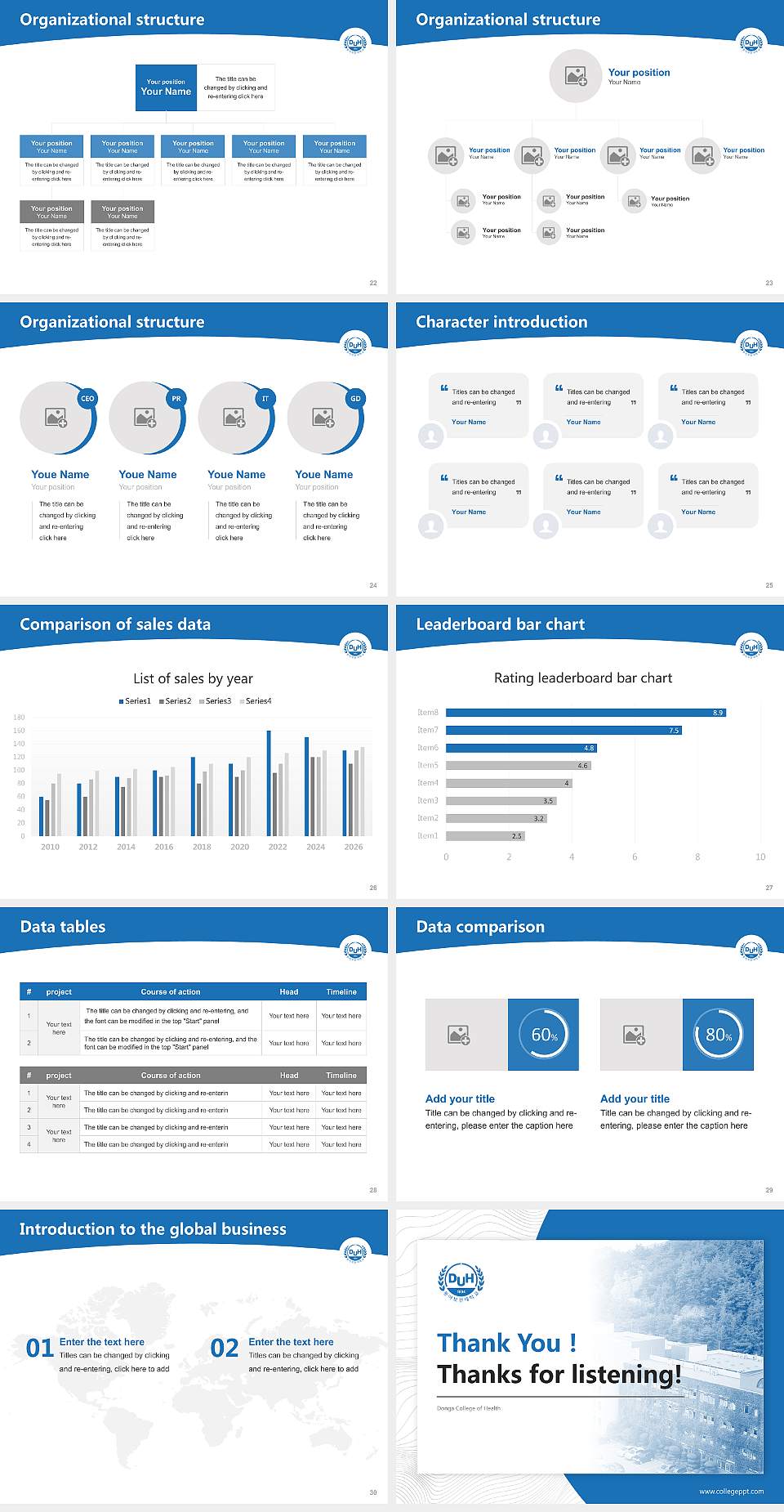 Donga College of Health Academic Presentation/Research Findings Report PPT Template4:3 ratio PPT effect preview image4