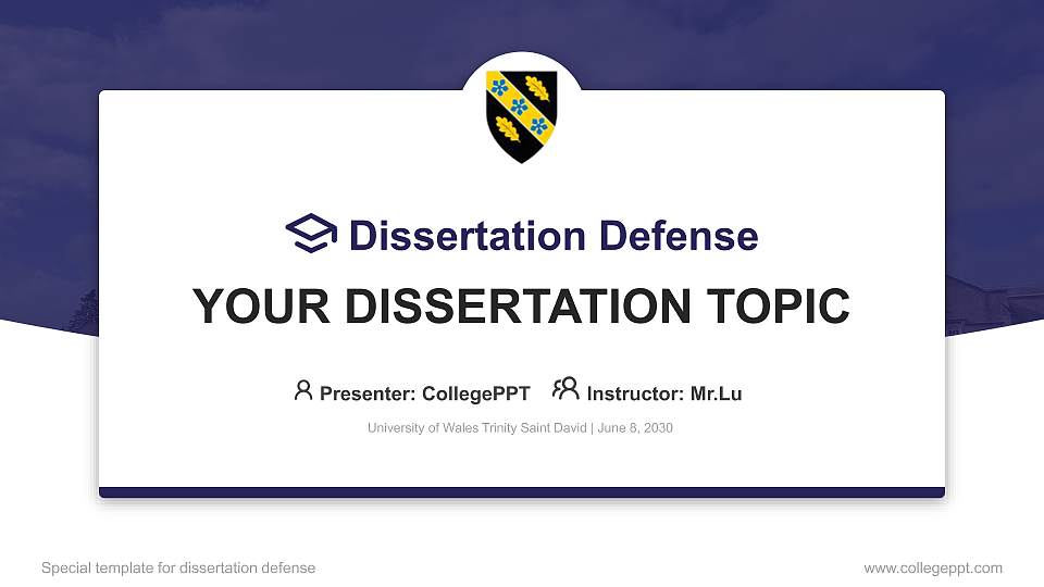 University of Wales Trinity Saint David Graduation Thesis Defense PPT Template16:9 ratio PPT effect preview image