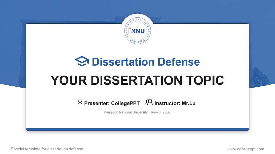 Kangwon National University Graduation Thesis Defense PPT Template16:9 ratio PPT effect preview image