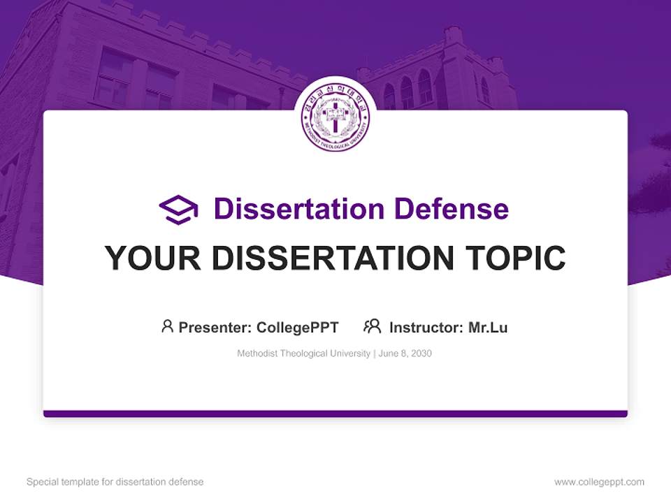 Methodist Theological University Graduation Thesis Defense PPT Template4:3 ratio PPT effect preview image7