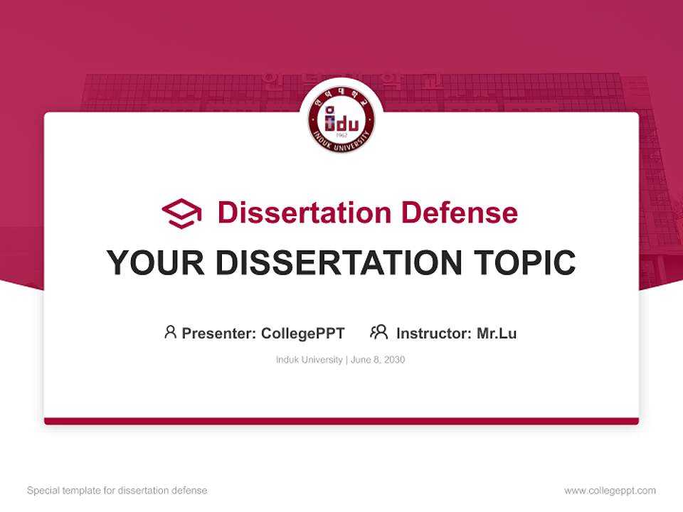 Induk University Graduation Thesis Defense PPT Template4:3 ratio PPT effect preview image7