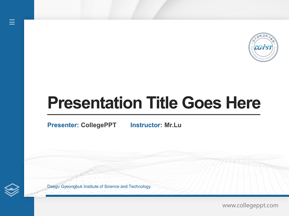 Daegu Gyeongbuk Institute of Science and Technology Thesis Proposal/Graduation Defense PPT Template_Slide preview image1