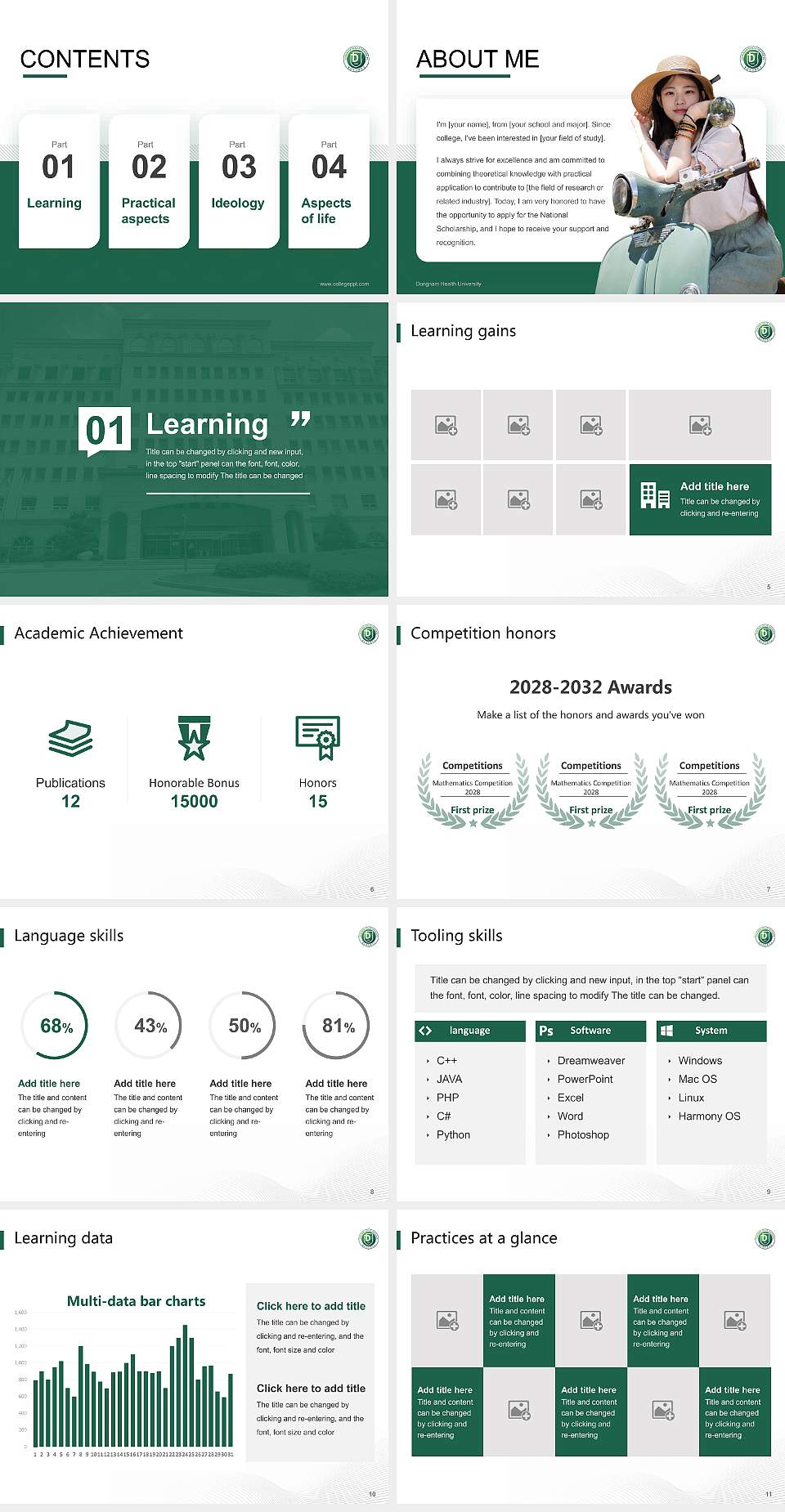 Dongnam Health University National Scholarship Defense PPT Template4:3 ratio PPT effect preview image2