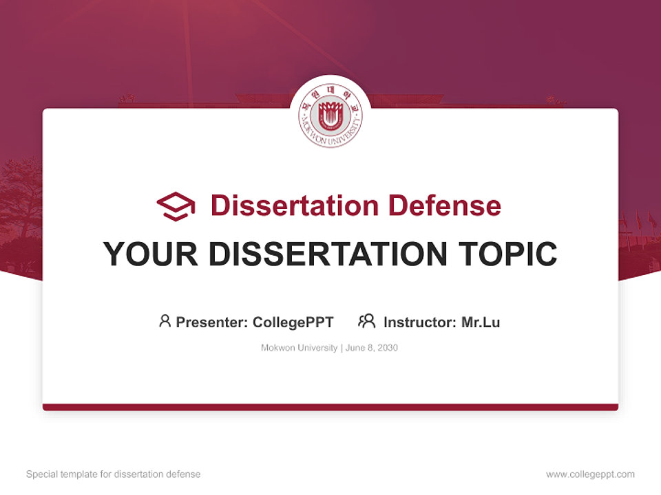 Mokwon University Graduation Thesis Defense PPT Template_Slide preview image1