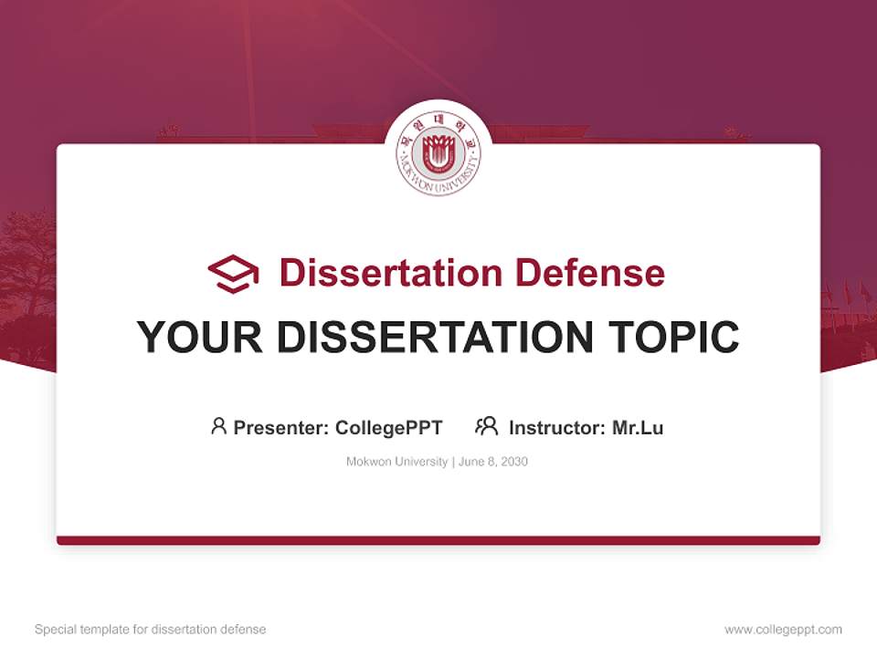 Mokwon University Graduation Thesis Defense PPT Template4:3 ratio PPT effect preview image7