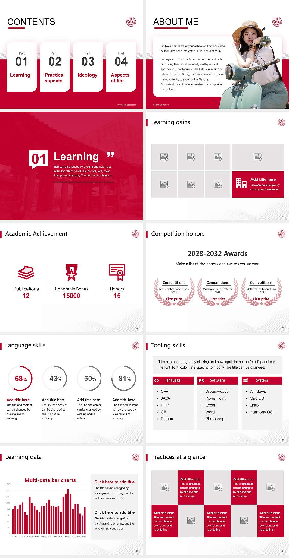 Sejong University National Scholarship Defense PPT Template4:3 ratio PPT effect preview image2