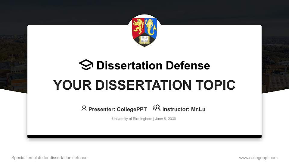 University of Birmingham Graduation Thesis Defense PPT Template16:9 ratio PPT effect preview image
