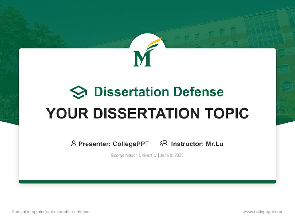 George Mason University Graduation Thesis Defense PPT Template4:3 ratio PPT effect preview image7
