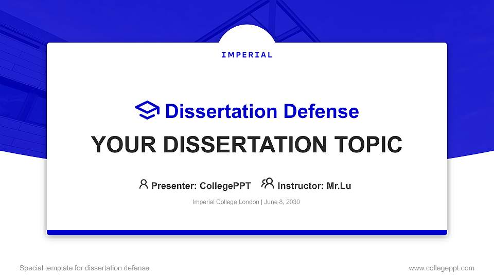 Imperial College London Graduation Thesis Defense PPT Template16:9 ratio PPT effect preview image