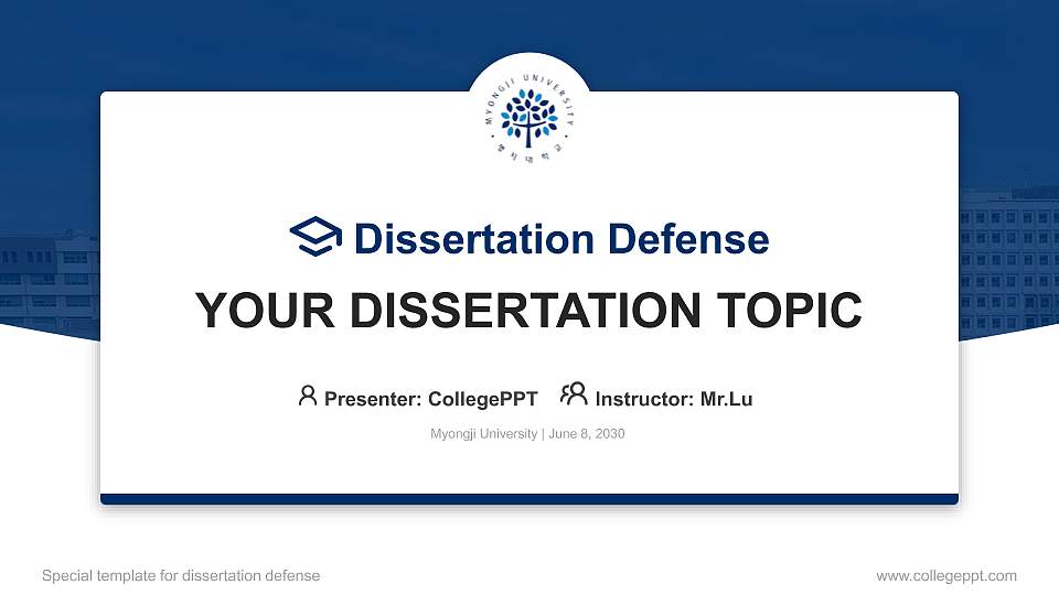 Myongji University Graduation Thesis Defense PPT Template16:9 ratio PPT effect preview image