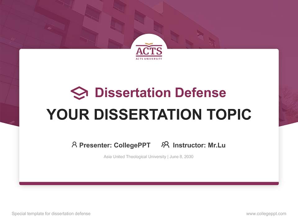 Asia United Theological University Graduation Thesis Defense PPT Template4:3 ratio PPT effect preview image7