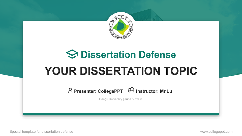 Daegu University Graduation Thesis Defense PPT Template_Slide preview image1