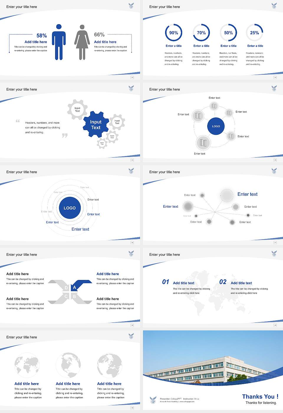 Korea Air Force Academy Course/Courseware Creation PPT Template16:9 ratio PPT effect preview image4