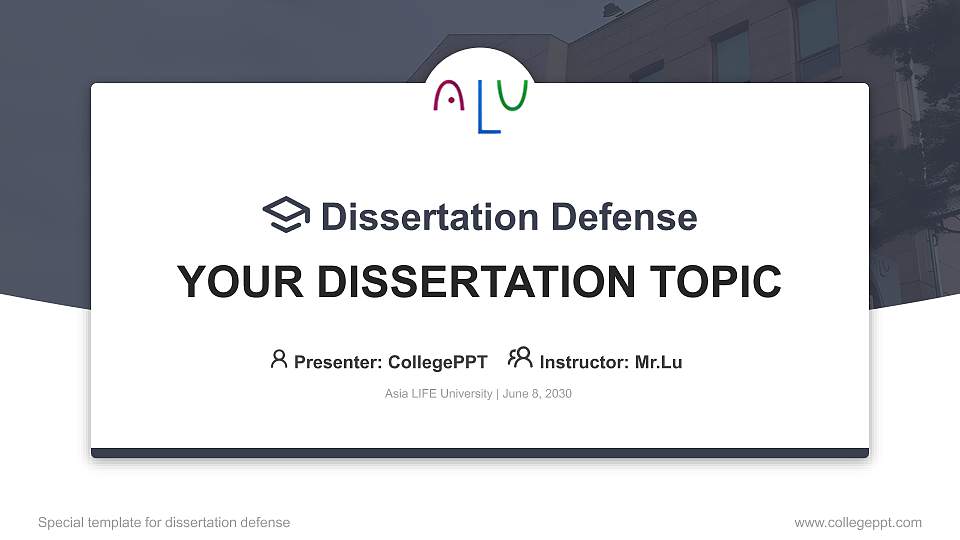 Asia LIFE University Graduation Thesis Defense PPT Template16:9 ratio PPT effect preview image