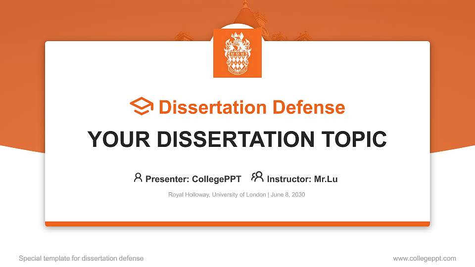 Royal Holloway, University of London Graduation Thesis Defense PPT Template16:9 ratio PPT effect preview image