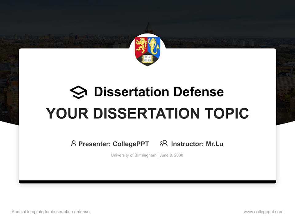 University of Birmingham Graduation Thesis Defense PPT Template4:3 ratio PPT effect preview image7