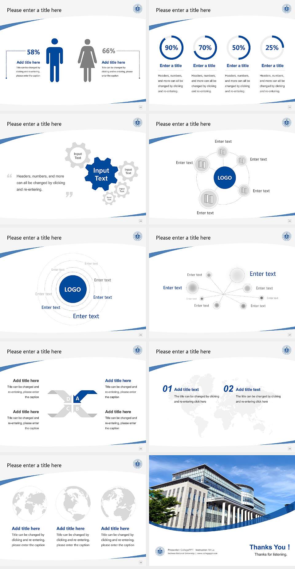 Incheon National University Course/Courseware Creation PPT Template4:3 ratio PPT effect preview image4