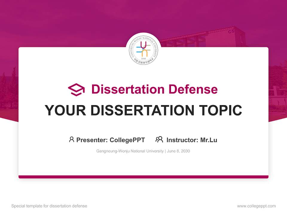 Gangneung-Wonju National University Graduation Thesis Defense PPT Template4:3 ratio PPT effect preview image7