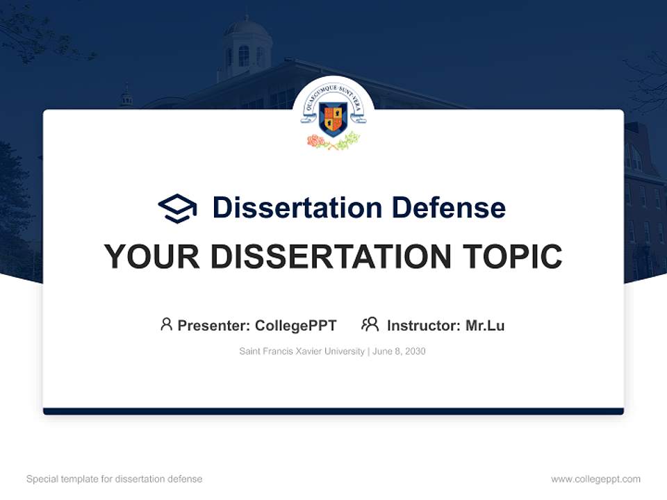 Saint Francis Xavier University Graduation Thesis Defense PPT Template4:3 ratio PPT effect preview image7