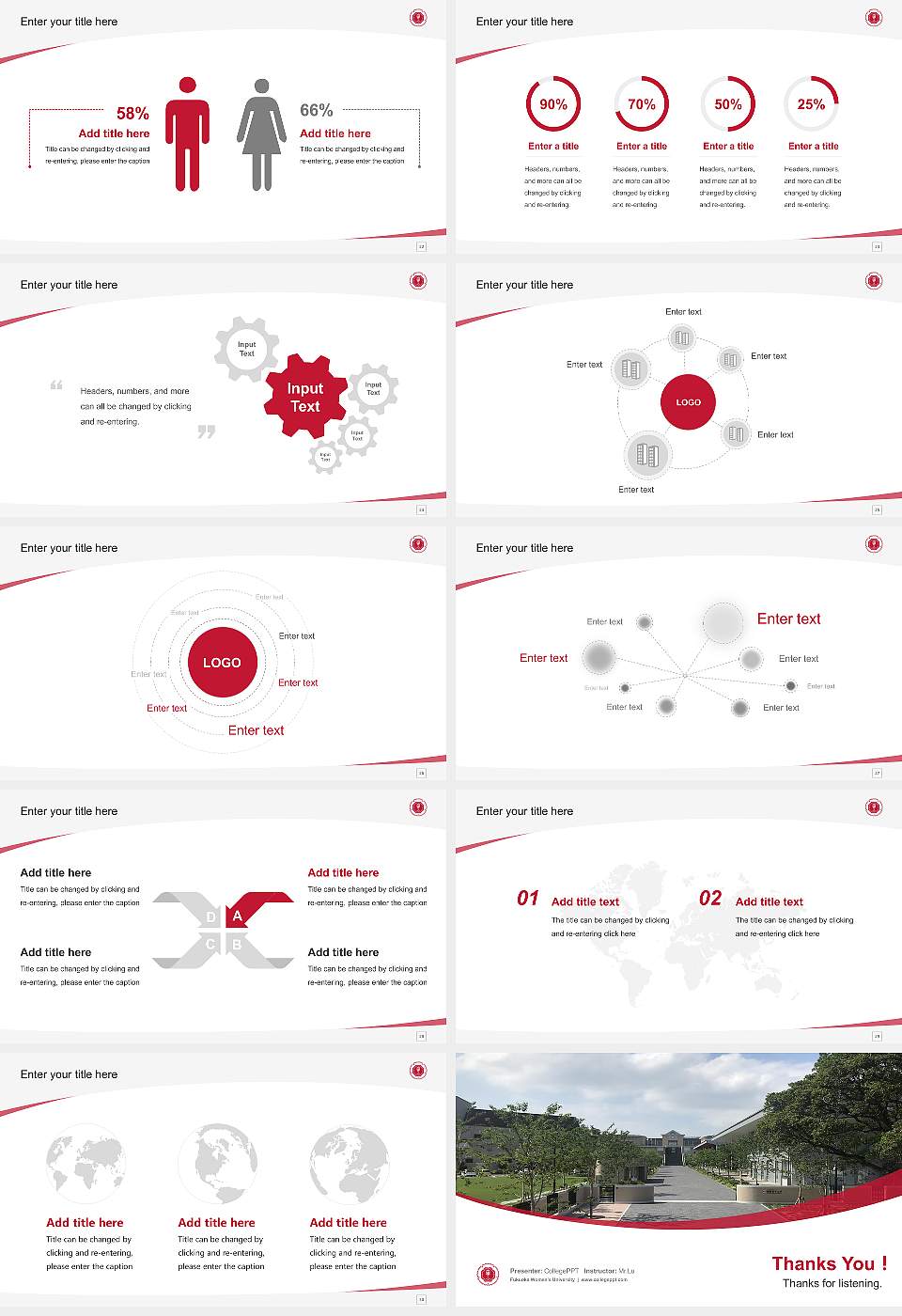 Fukuoka Women’s University Course/Courseware Creation PPT Template16:9 ratio PPT effect preview image4