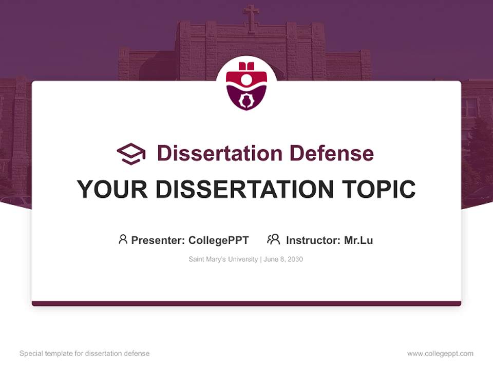 Saint Mary’s University Graduation Thesis Defense PPT Template4:3 ratio PPT effect preview image7